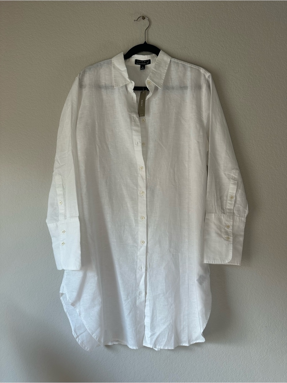 J.Crew Relaxed Fit Beach Shirt Linen Cotton White Swim Cover Up NWT style BX614
